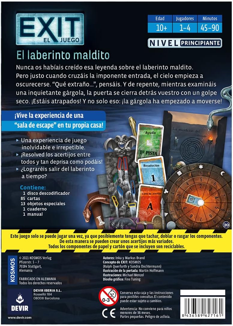 Juego De Mesa Exit El Laberinto Maldito Niños Adultos