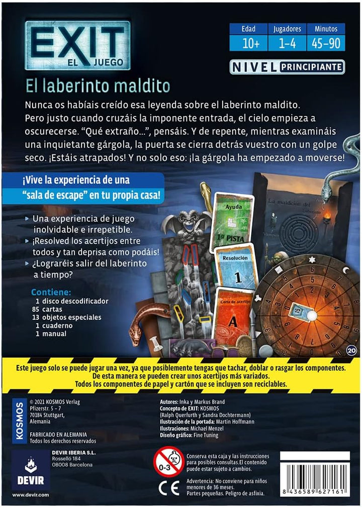 Juego De Mesa Exit El Laberinto Maldito Niños Adultos
