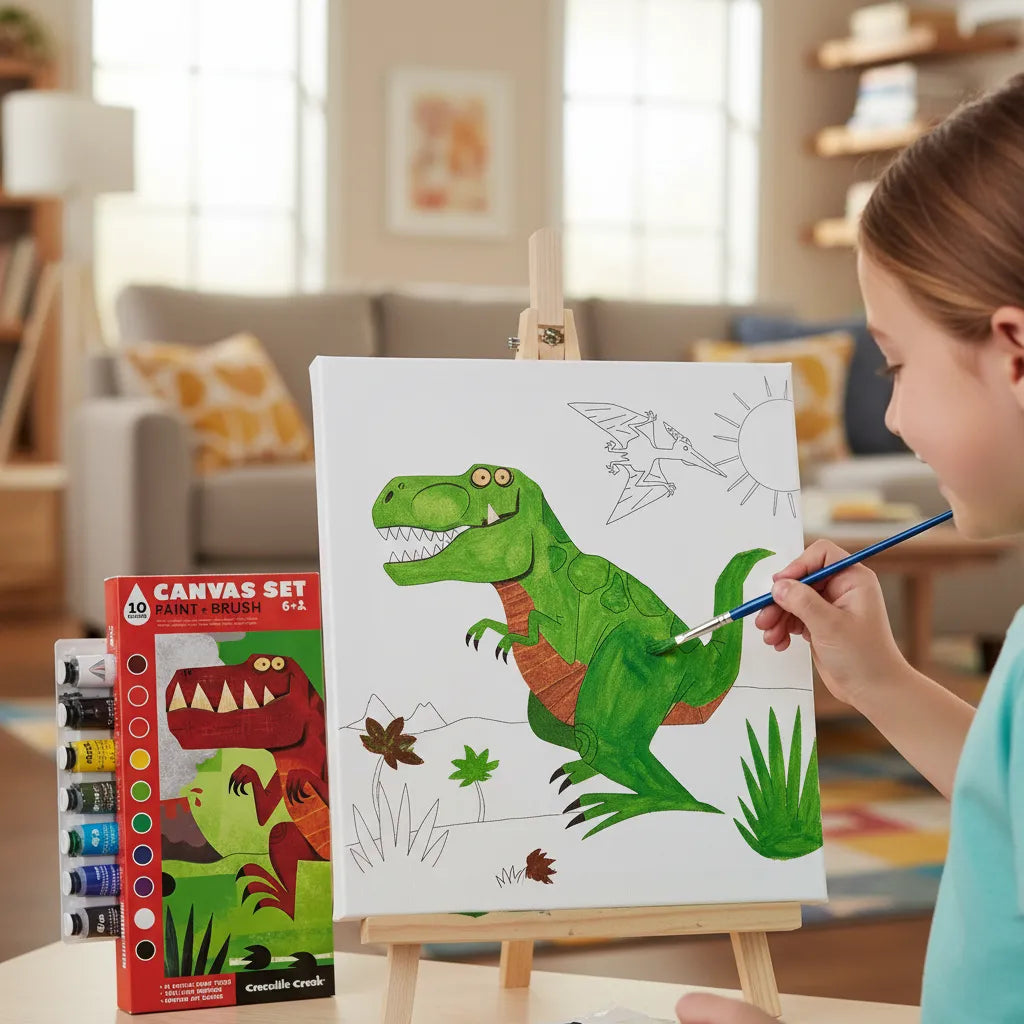 Set De Arte Lienzo Para Pintar Dinosaurios