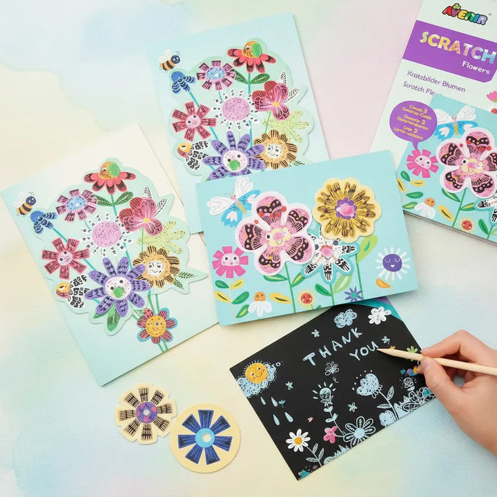 Juego Tarjetas Floral Para Raspar Niños