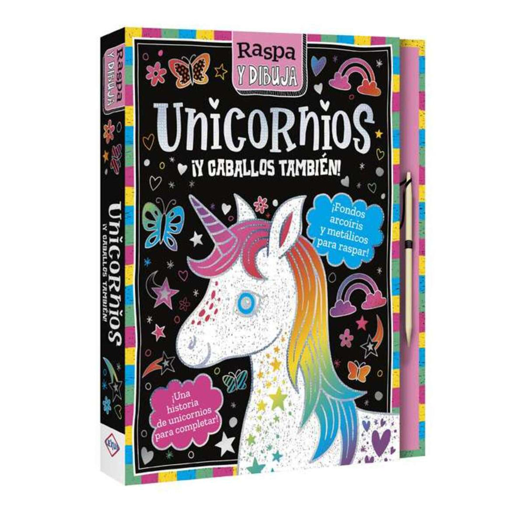 Libro Infantil Raspa Y Dibuja unicornio magíco niños