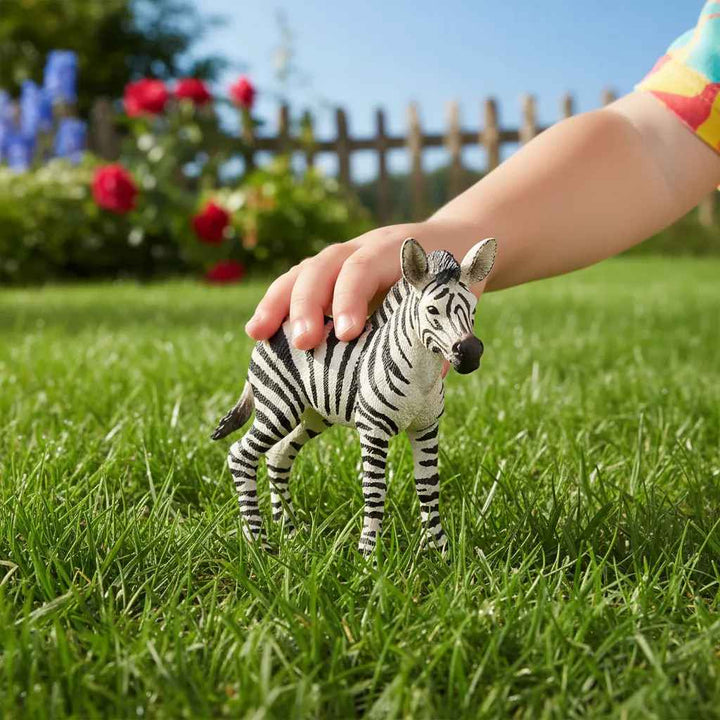 Figura Animales Cria De Cebra Pintada A Mano