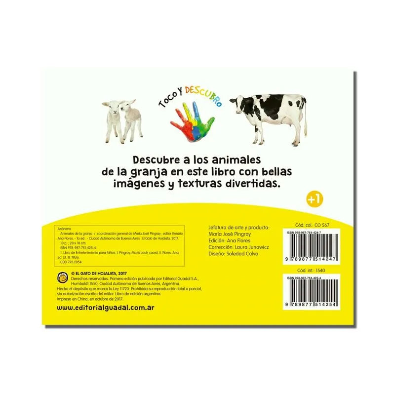 libro Toca Y Descubro Animales De La Granja Para Niños