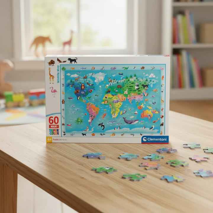 Rompecabezas 60 Maxi Piezas Mapa De Fauna Silvestre Niños