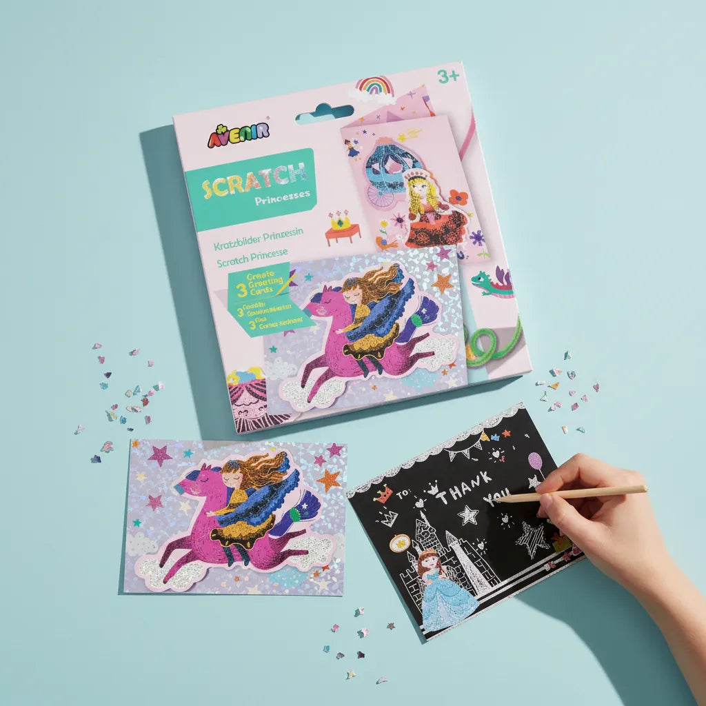 Set De Arte y Manualidades Para Raspar Tarjetas Princesas