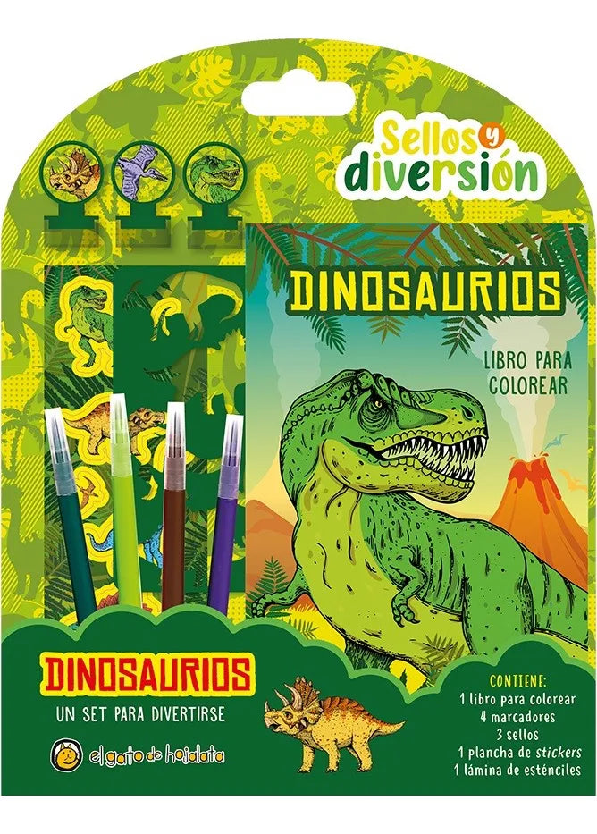 Set Creatividad dinosaurios Con Sellos Para Niños
