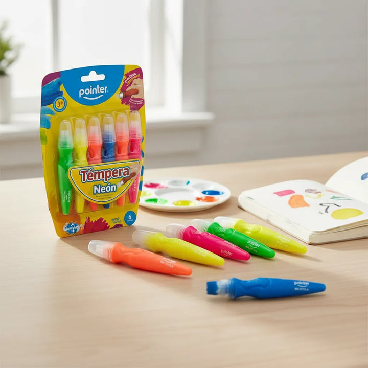 Tempera Pincel Pintura Lavable Neon