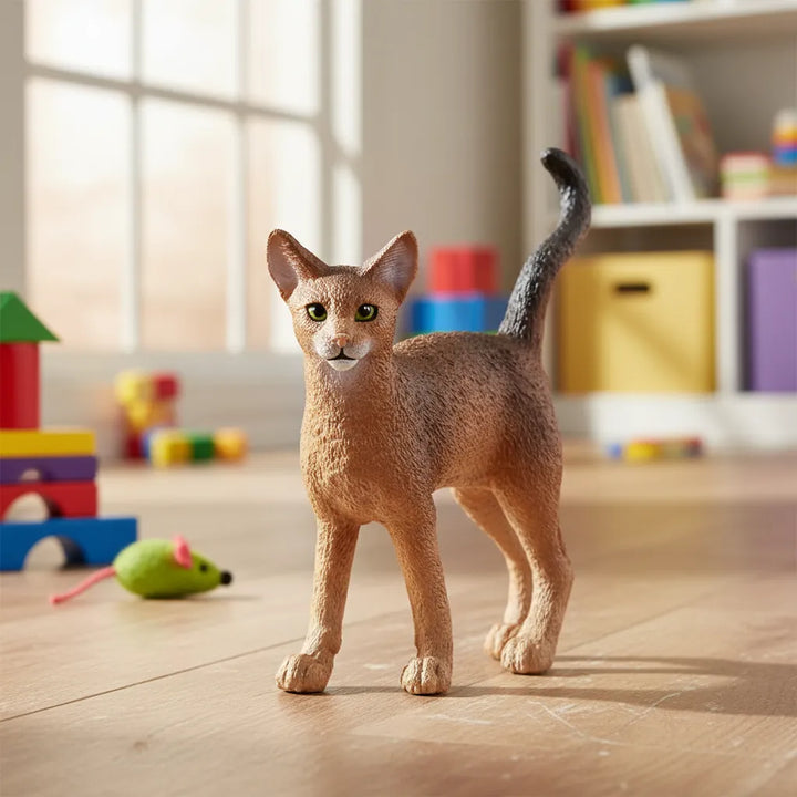 Figura Animales Gato Abisinio Pintado A Mano