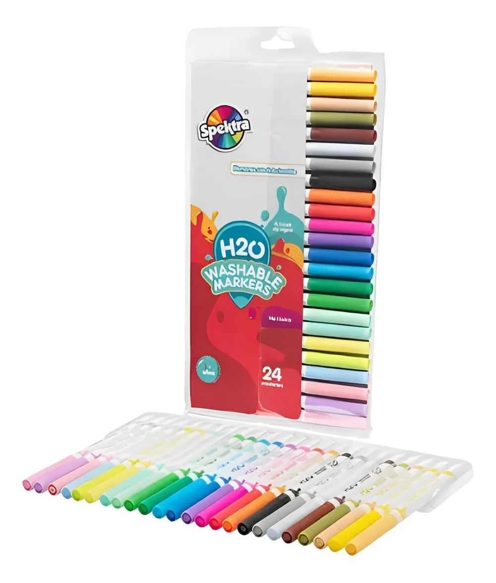 Set 24 Marcadores Lavables Spektra Niños