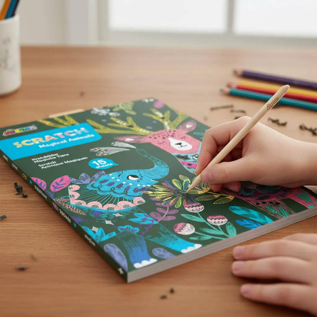 Set De Arte Y Manualidades Libro Para Raspar Animales Magicos