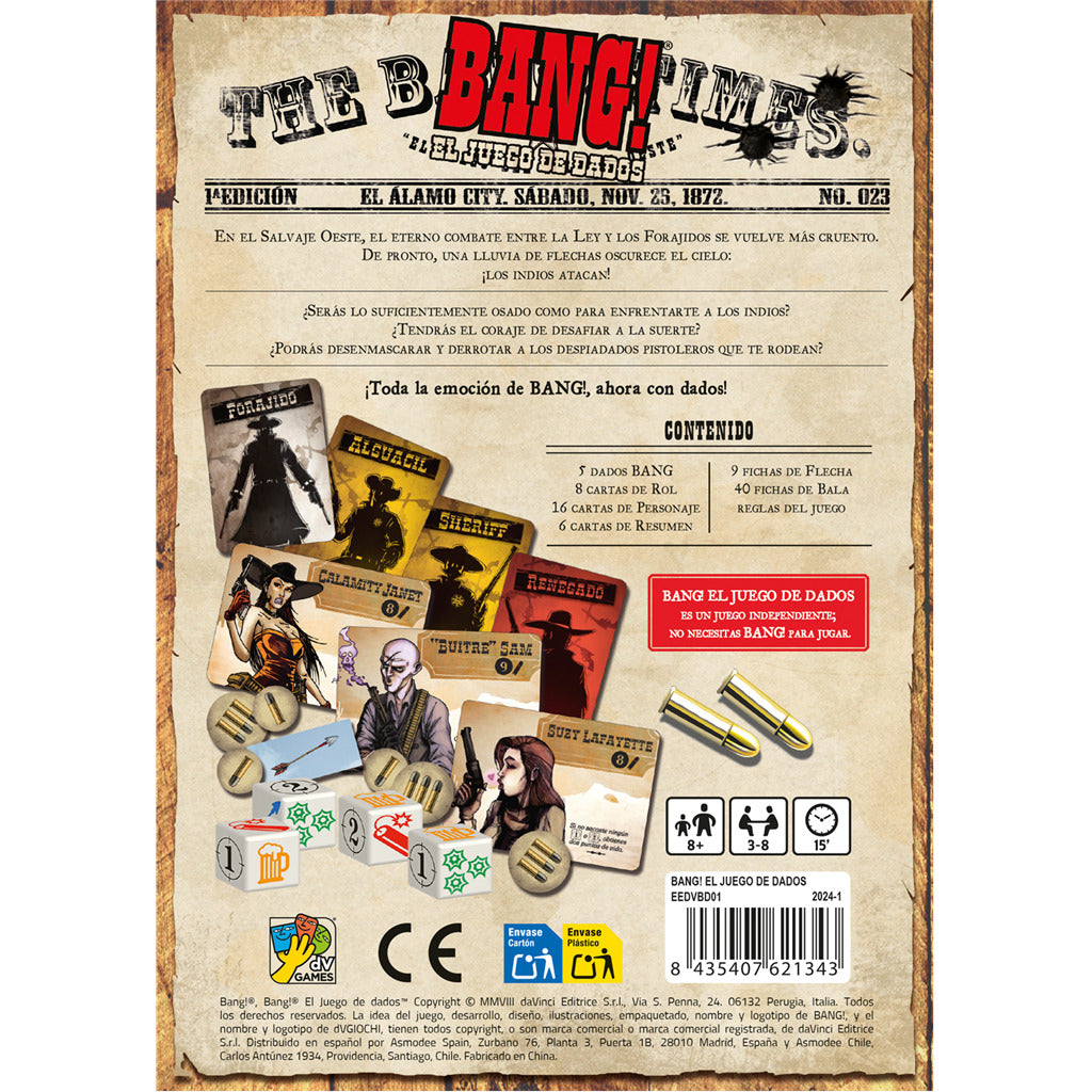 Juego De Mesa Bang! El Juego De Dados Estrategia Adultos