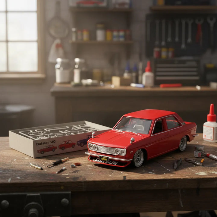 Carro A Escala 1/24 1971 Datsun 510 Rojo Para Armar