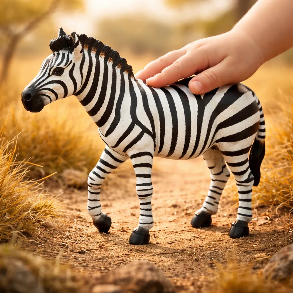 Figura Coleccionable Cebra Papo Pintado A Mano Para Niños