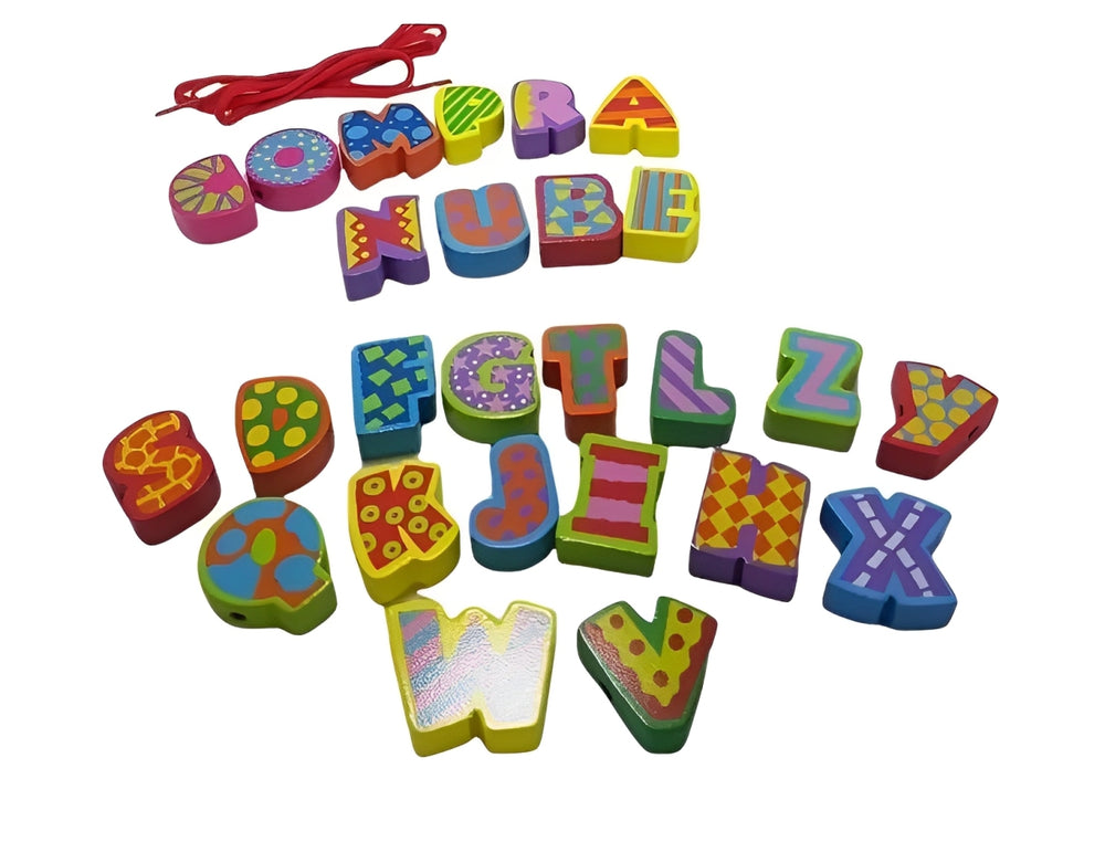 Juego De Abecedario En Madera Ensartar Para Niños