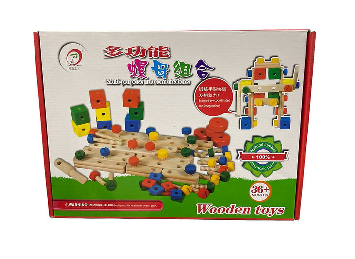 Juego Armatado De Tuercas En Madera Para Niños