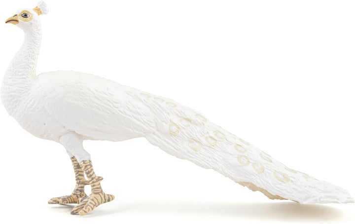 Figura Coleccionable Pavo Real Blanco Pintada A Mano Papo