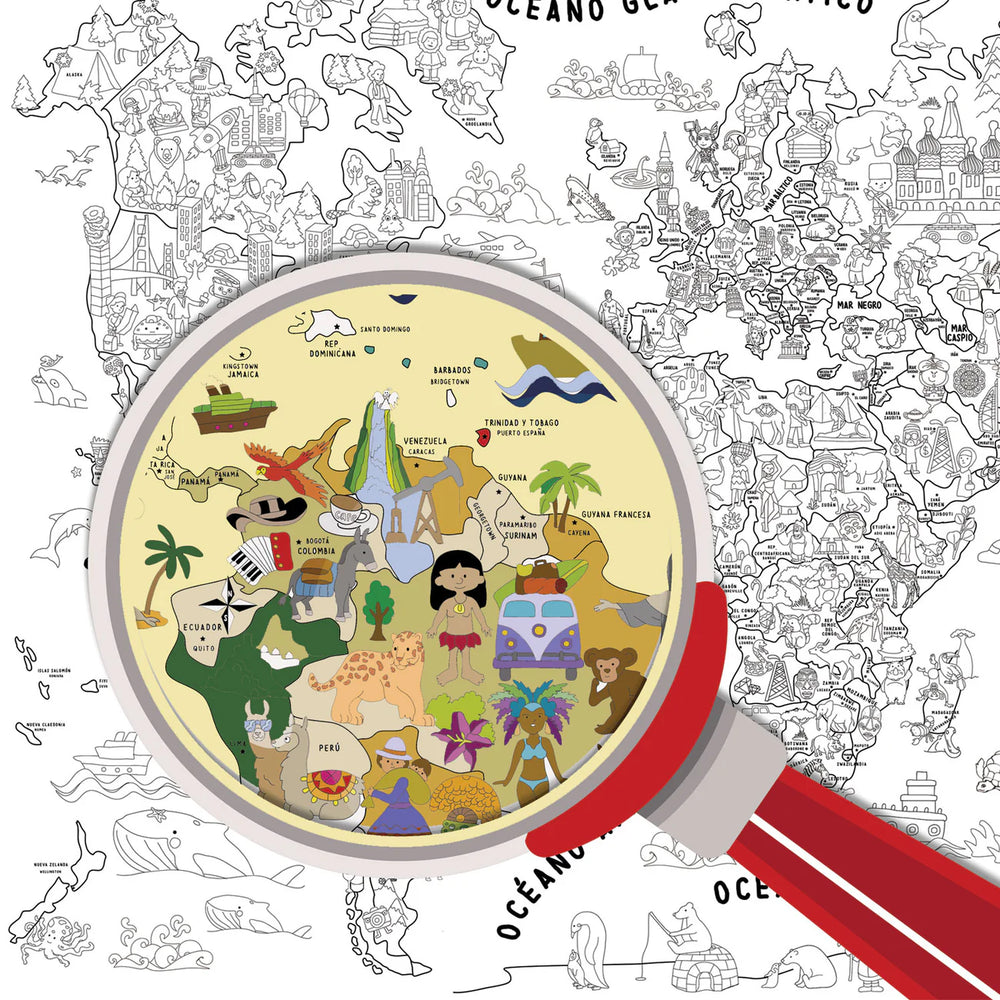 Poster Para Colorear Del Mapamundi Para Niños