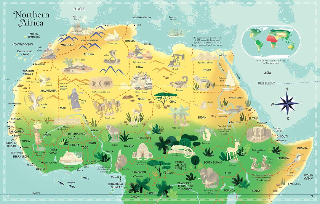 Libro Didáctico Atlas Mundial Con Stickers Usborne Para Niños