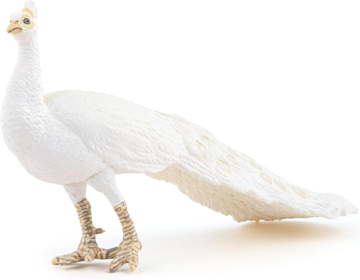 Figura Coleccionable Pavo Real Blanco Pintada A Mano Papo
