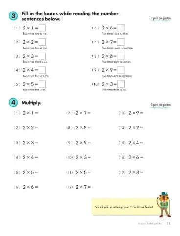 Libro Didáctico Kumon Multiplication Grade 3 Para Niños