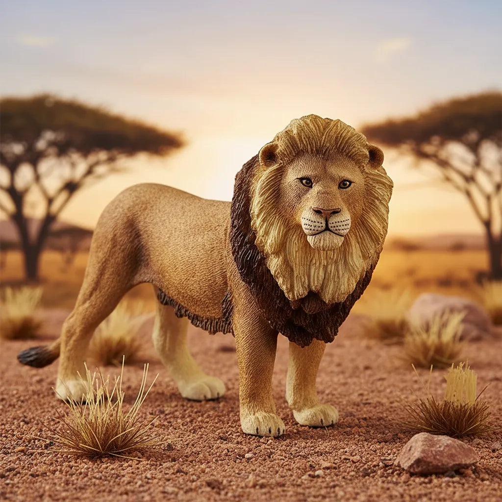 Figura Animales Leon Pintada A Mano