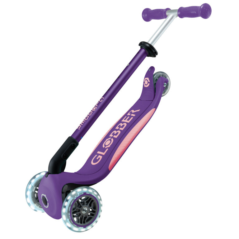 Patineta Primo Plus Lights Plegable Morado Para Niños