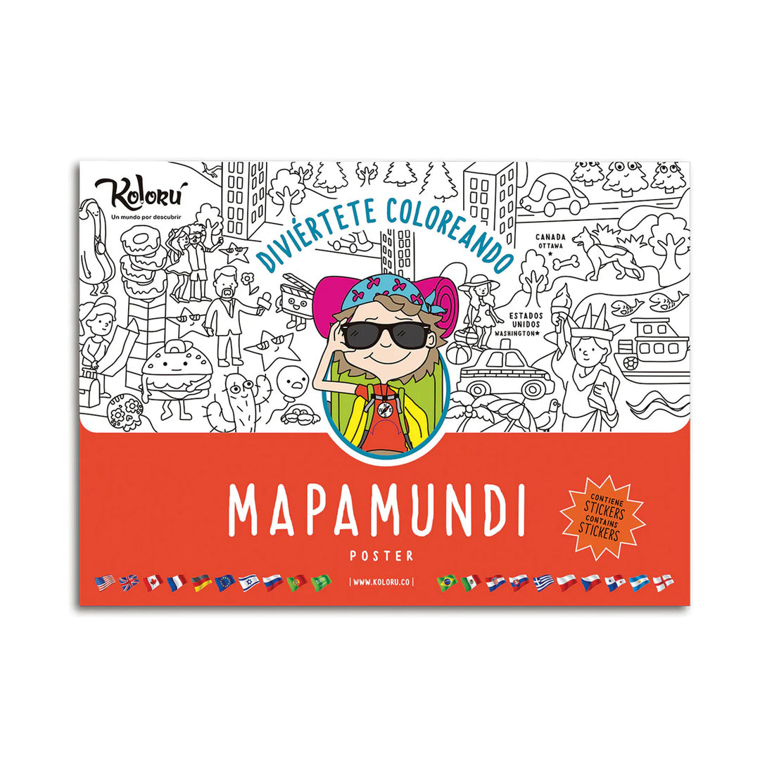 Poster Para Colorear Del Mapamundi Para Niños