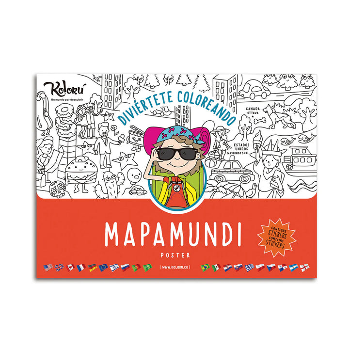 Poster Para Colorear Del Mapamundi Para Niños