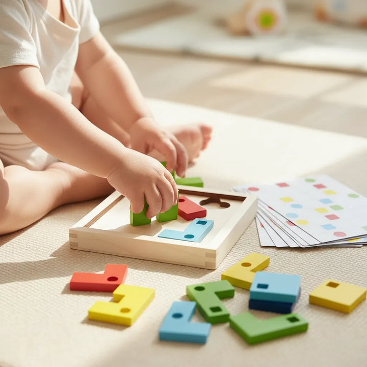 Juego Bloques Geométricos En Madera Para Niños