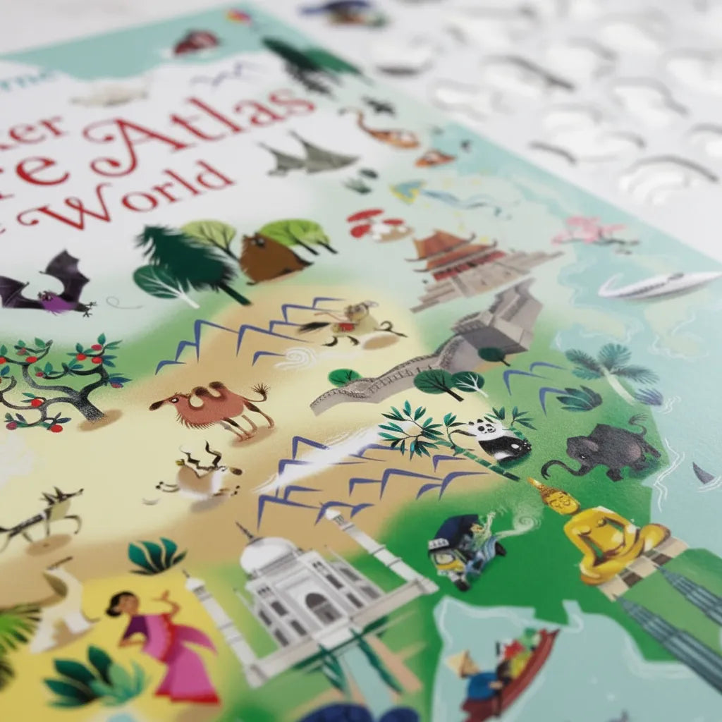 Libro Didáctico Atlas Mundial Con Stickers Usborne Para Niños