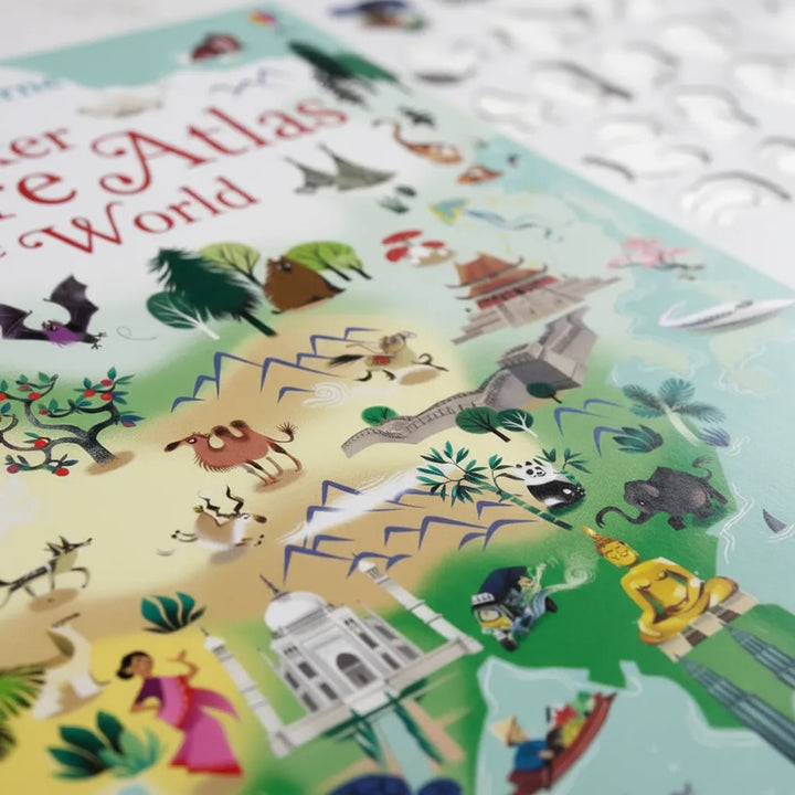 Libro Didáctico Atlas Mundial Con Stickers Usborne Para Niños
