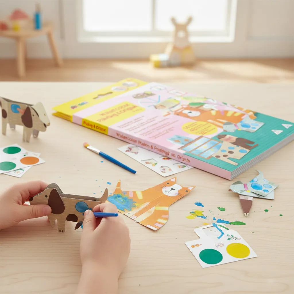Set Acuarela Y Origami animales Para Niños