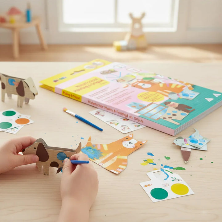 Set Acuarela Y Origami animales Para Niños