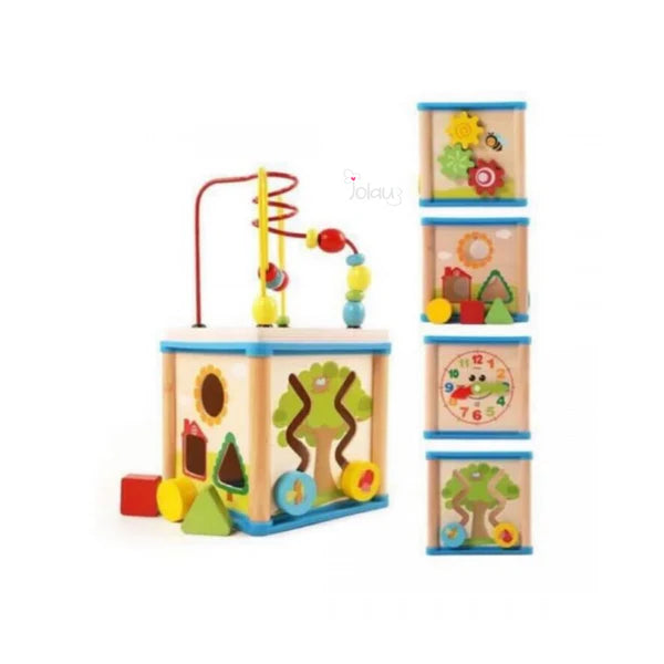 Juguete Cubo Didáctico Multifuncional En Madera Para Niños