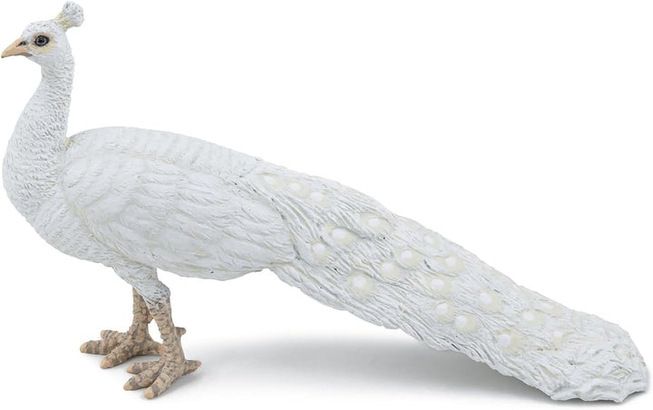 Figura Coleccionable Pavo Real Blanco Pintada A Mano Papo