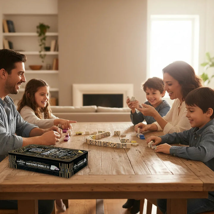 Juego De Mesa Domino Doble 12 En Lata Familia Niños
