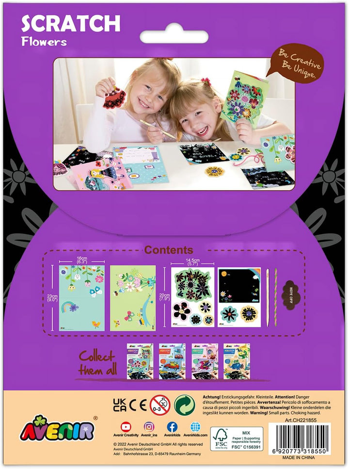 Juego Tarjetas Floral Para Raspar Niños