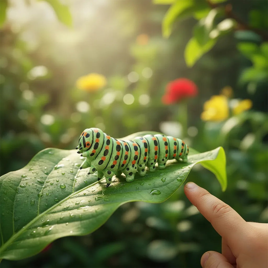 Figura Coleccionable Oruga Pintado A Mano Papo Para Niños