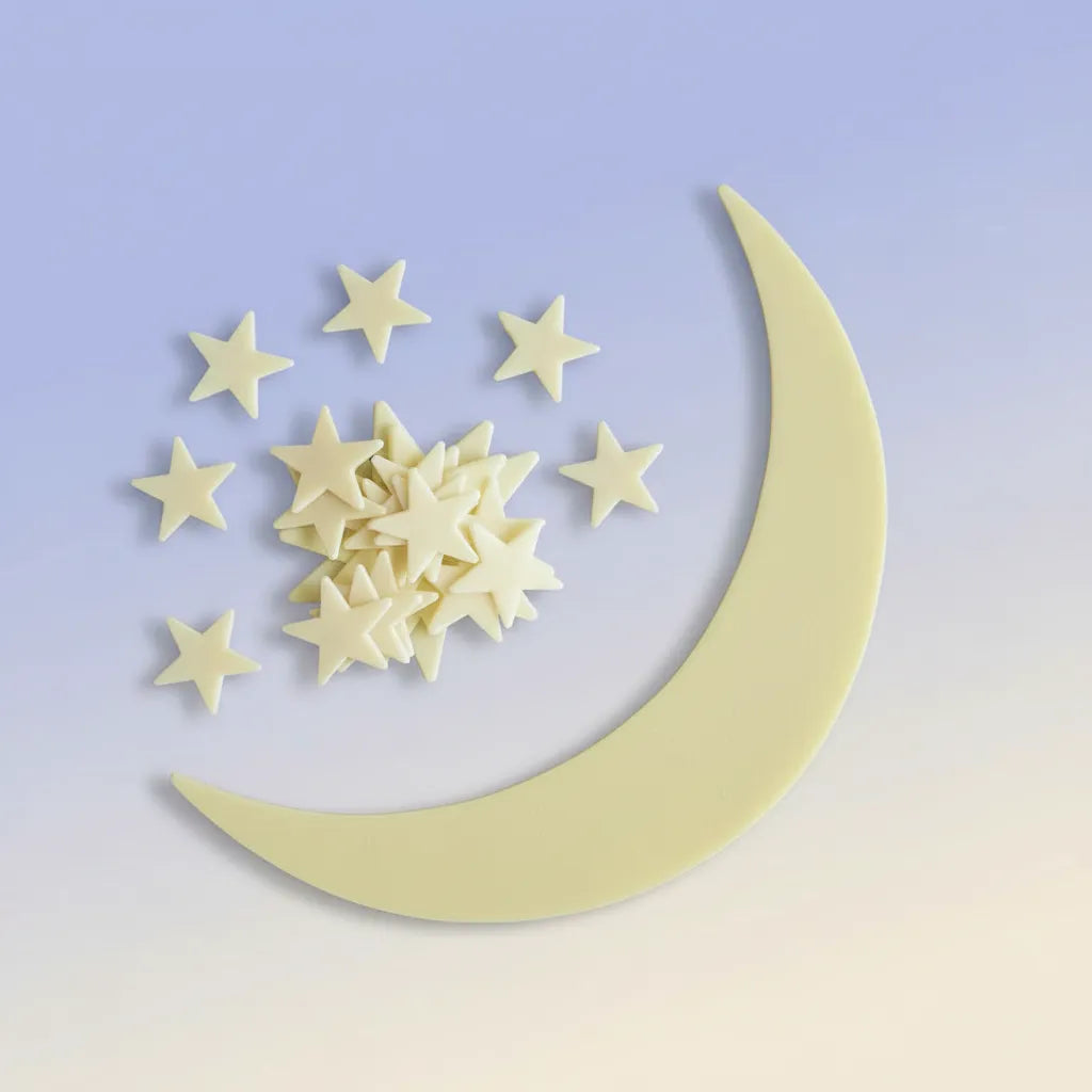 Set Luna Y Estrellas Brillan En La Oscuridad