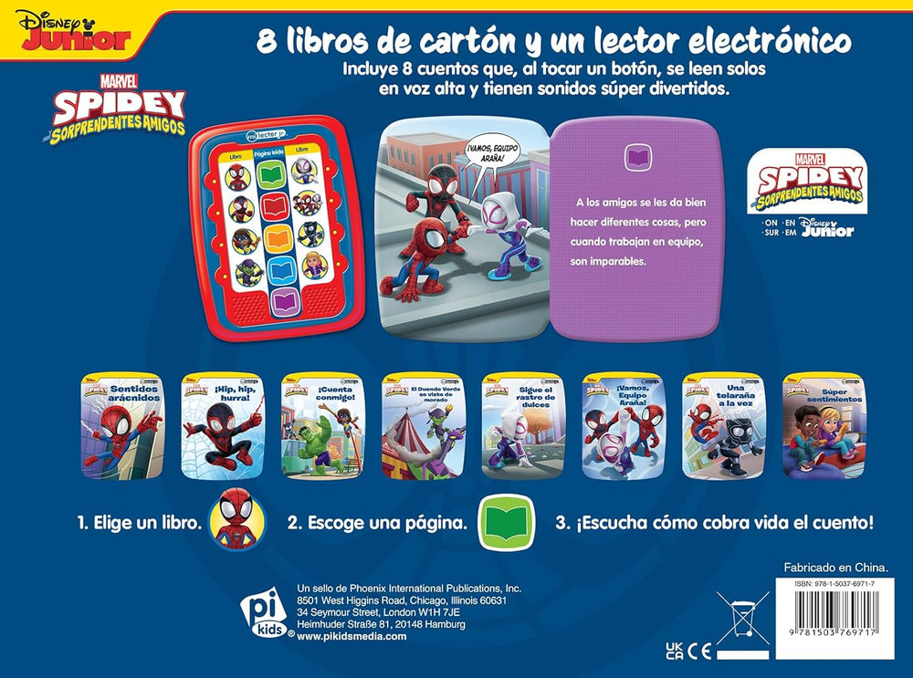 libro con lector de cuentos Spidey y sus amigos para niños