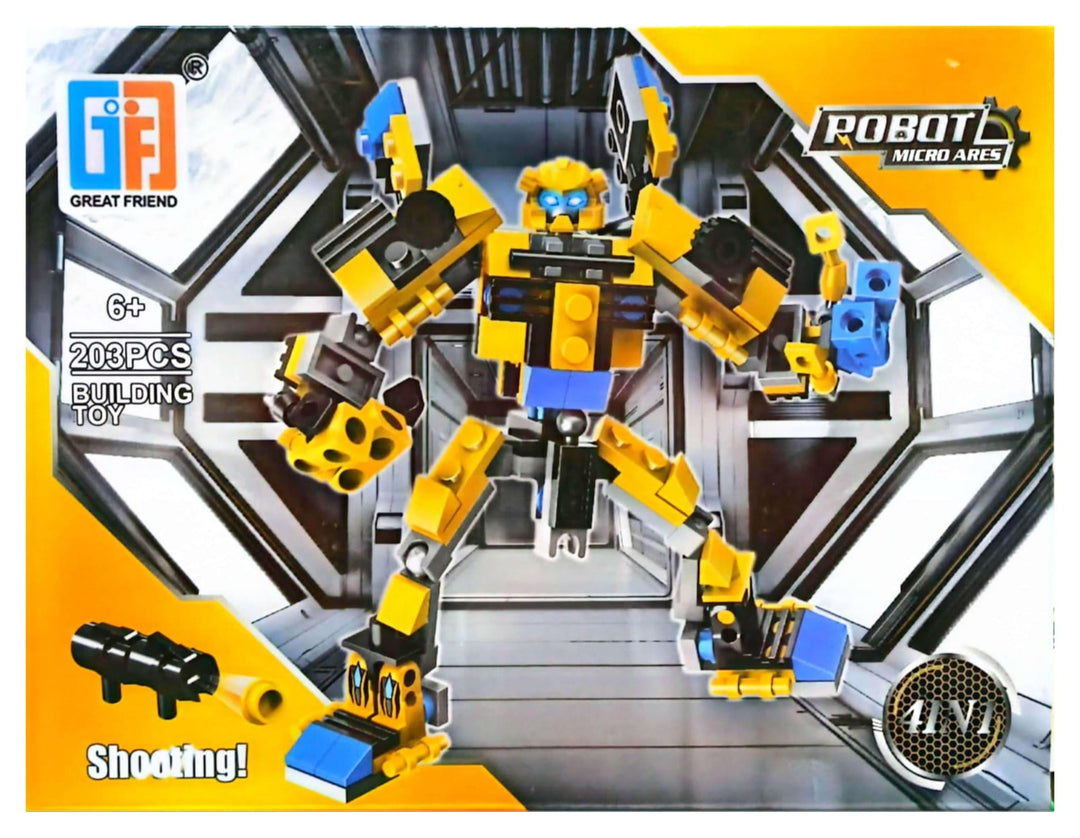 Juguete Robot Con 203 Piezas amarillo Para Niños