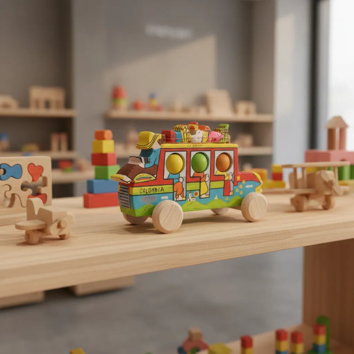 Juguete Chiva Colombiana En Madera Para Niños