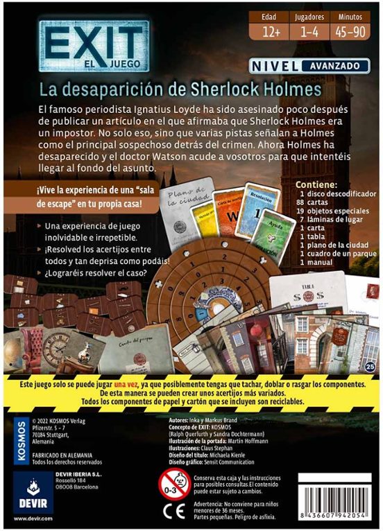 Juego De Mesa Exit Sherlock Holmes Adultos
