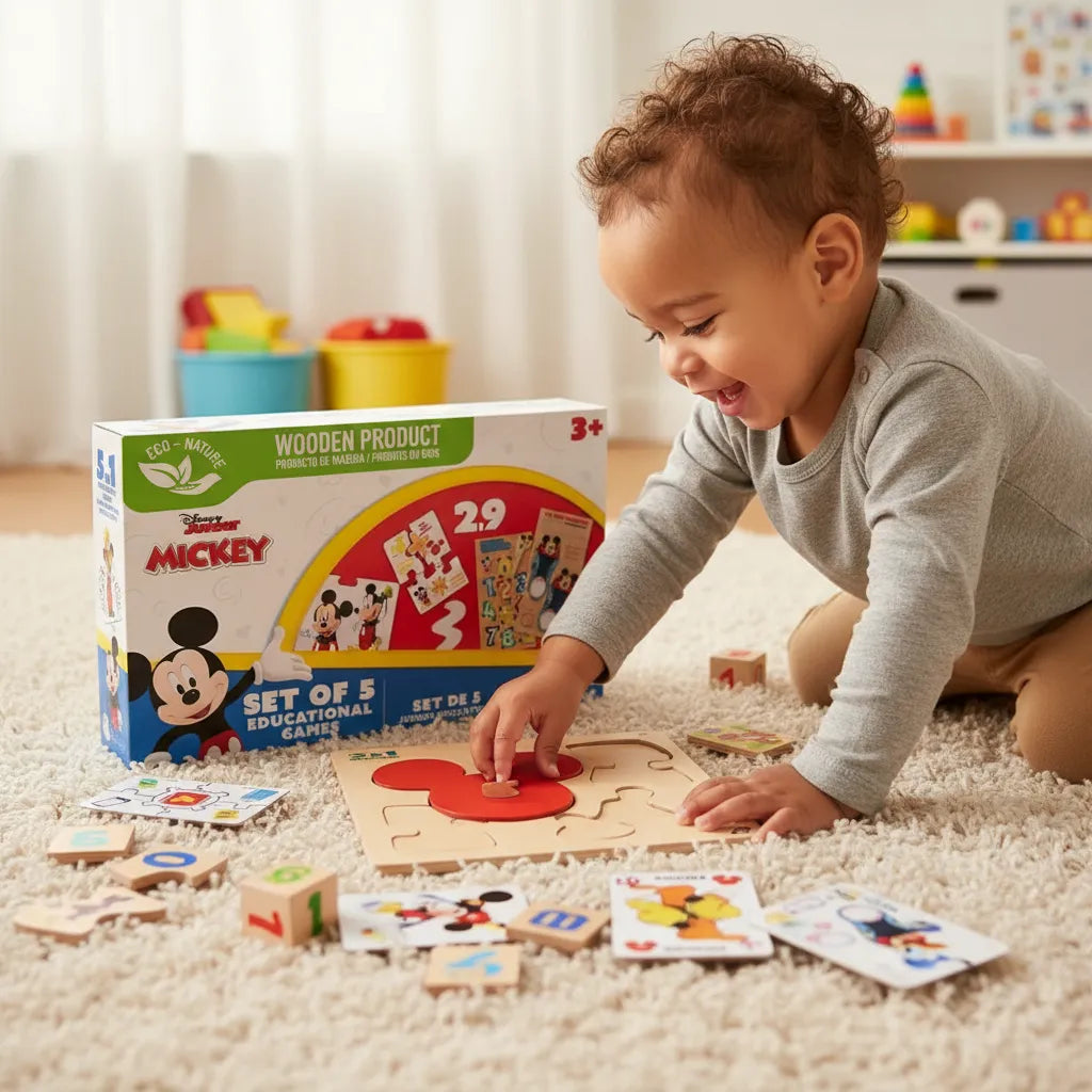 Juego Didáctico Set De 5 Juegos Educativos De Madera Niños