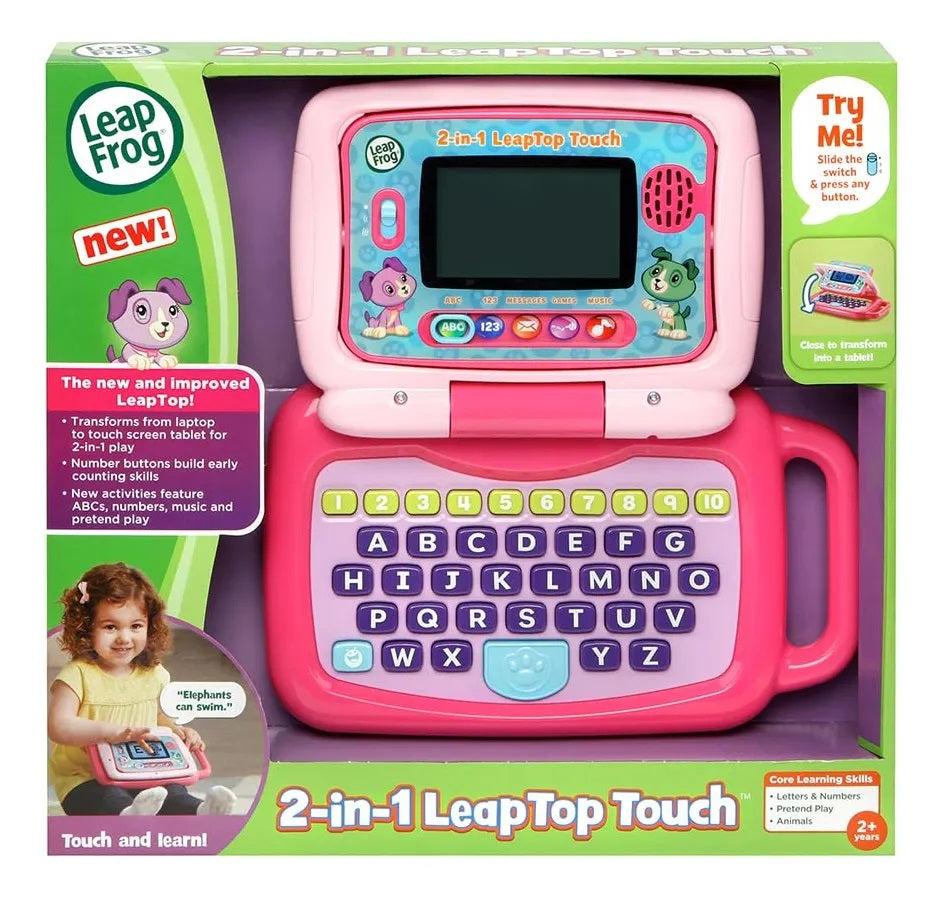 Juguete Laptop Educativa 2 En 1 Pantalla Táctil Rosado Niños