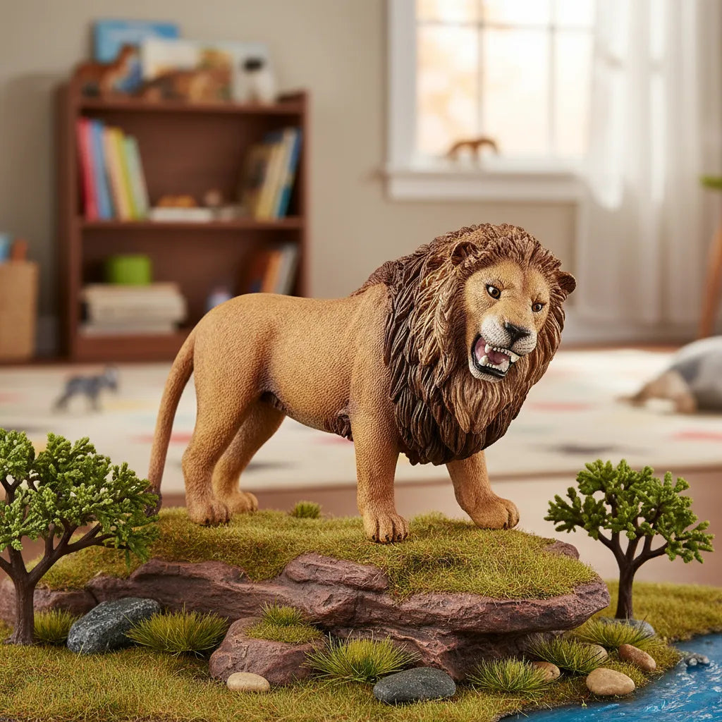 Figura Animales Leon Pintado A Mano