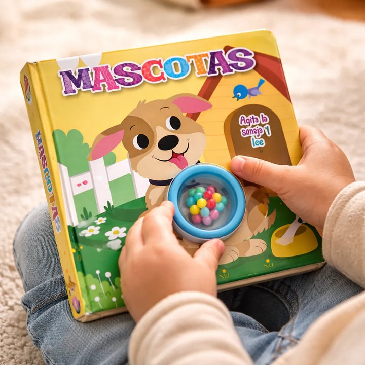 Libro Didáctico Mascotas Con Sonajero Para Niños