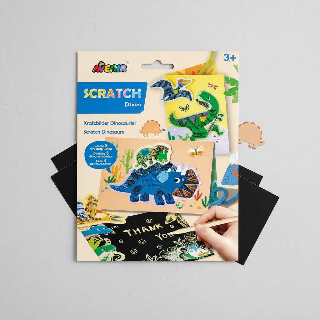 Set De Arte y Manualidades Para Raspar Tarjetas Dinosaurios