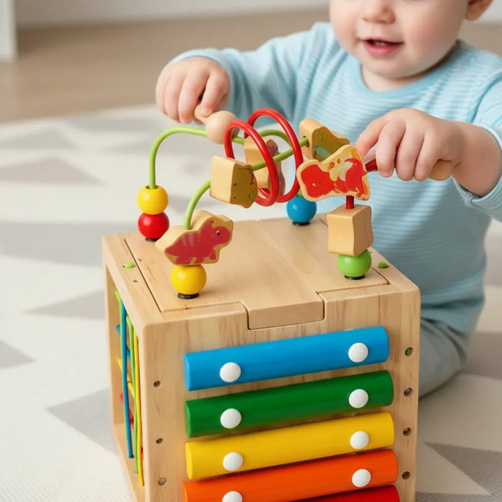 Cubo Didáctico De Actividades De Madera Dinosaurios Niños