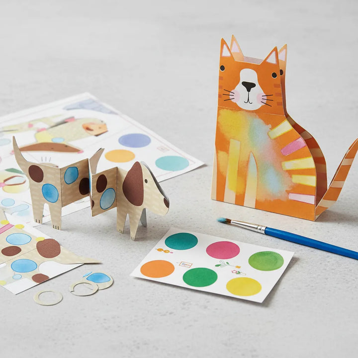 Set Acuarela Y Origami animales Para Niños